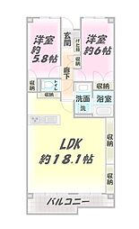 高倉ハイツ 3LDKの間取図画像