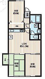 向陽ハイツA棟 3LDKの間取図画像