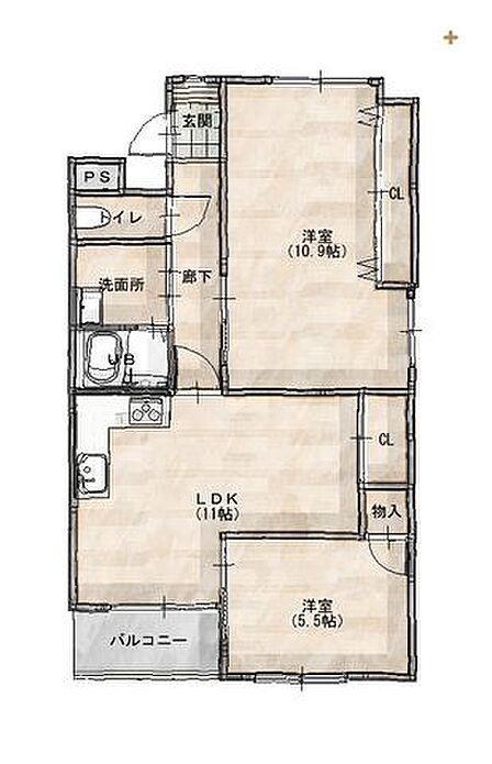 2LDKの間取にし、和室も全てフローリングに変更予定。LDKも確保予定です。