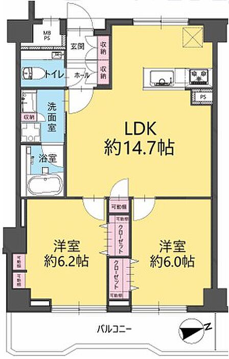 2LDK 間取り