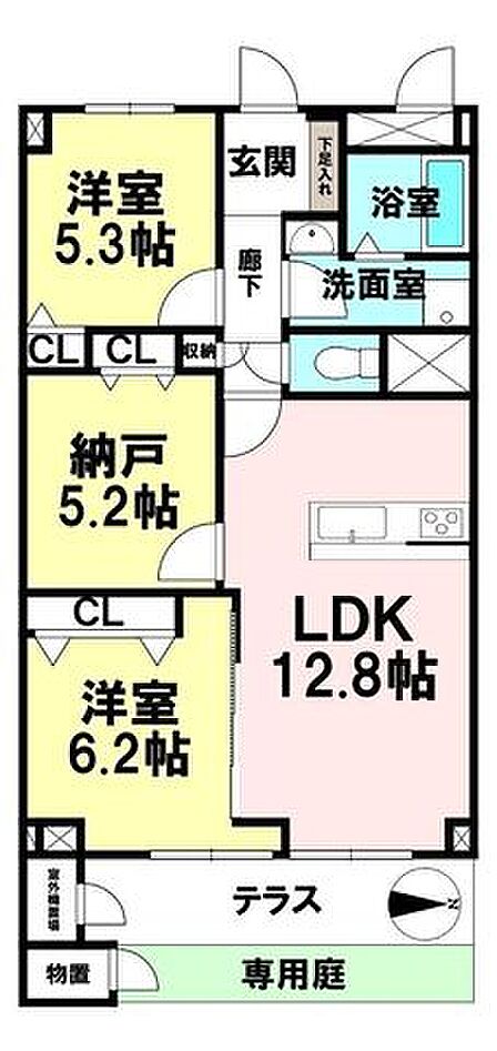 各部屋収納付きでお部屋がすっきり片付きます。プライベートガーデンありで、マンションなのに「自分だけの庭」がある特別感が味わえます◎