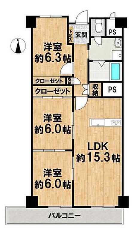 3LDK 間取り