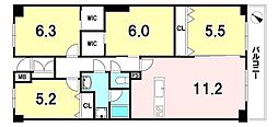 千里中央パークヒルズA棟 4LDKの間取図画像