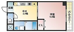コザックス 1DKの間取図画像