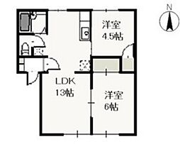 ドミ・アゼリアB 2LDKの間取図画像