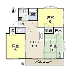 シャトレー93 3LDKの間取図画像
