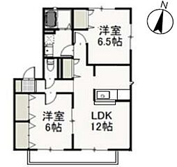 リジョイスタウンB 2LDKの間取図画像