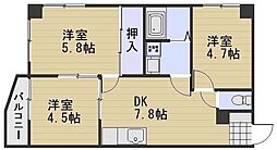 リレイズ広瀬 3DKの間取図画像