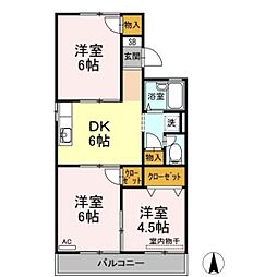 サンハイツいたのA 3DKの間取図画像