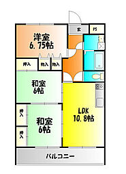 桃の里マンション 3LDKの間取図画像