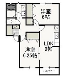 クリスタルパレスC 2LDKの間取図画像
