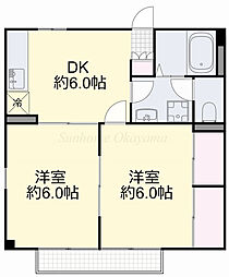 向山ハイツ 2DKの間取図画像
