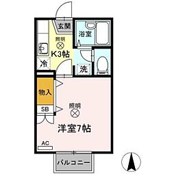 サンシャインパレスA 1Kの間取図画像