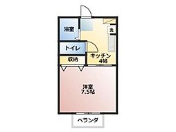 エクセルA 1Kの間取図画像
