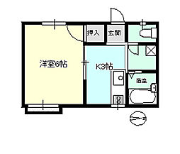 コーポK 1Kの間取図画像
