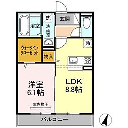 イヴェール 1LDKの間取図画像