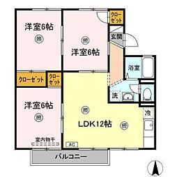 グレースタウン原C 3LDKの間取図画像