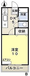 リズミラルーU 1DKの間取図画像