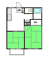 若葉コーポ 2DKの間取図画像