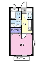 ディメイン小池 1Kの間取図画像