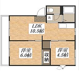 サザンハイツ 2LDKの間取図画像