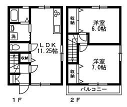 アドバンス乙多見A棟 2LDKの間取図画像