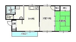 リバーハイツイシダ 2LDKの間取図画像