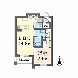 シャーメゾン上中野 1LDKの間取図画像