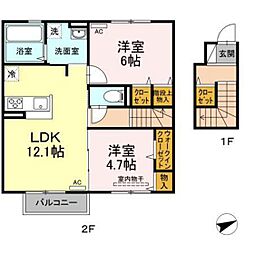 グランド・ジパング 2LDKの間取図画像