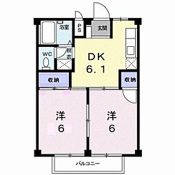 シティハイツ妹尾A 2DKの間取図画像