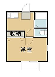 ベルハイム天神 1Kの間取図画像