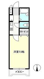 ウエストヒルズ野田A棟 1Kの間取図画像