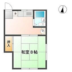 みしまコーポ 1DKの間取図画像