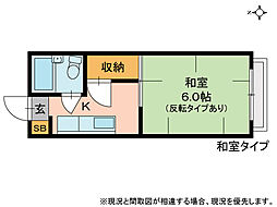 コーポ難波 1Kの間取図画像