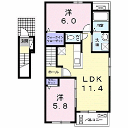 レ・ムスクテール 2LDKの間取図画像