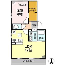 グランシャリオA 1LDKの間取図画像