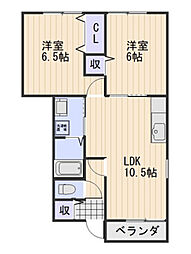 ハイツリー21B 2LDKの間取図画像