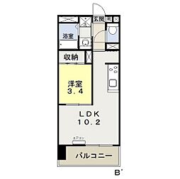 福富グリーンマンション 1LDKの間取図画像