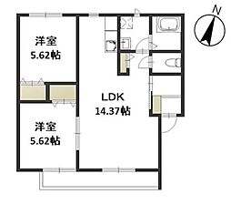 サンパティオ大福2 2LDKの間取図画像