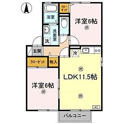 第2母恩 2LDKの間取図画像