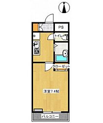 キャッスル絵図町 1Kの間取図画像