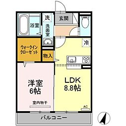 イヴェール 1LDKの間取図画像