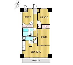 ガーデングラス桑野1 3LDKの間取図画像
