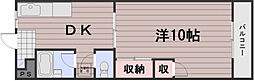 ラ・ピーヌ福島 1DKの間取図画像