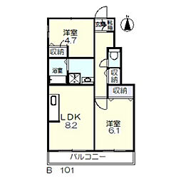 ファーストコートB 2LDKの間取図画像