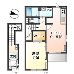 リュミエール辰巳 1LDKの間取図画像