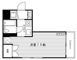 デューク伊福町 1Kの間取図画像