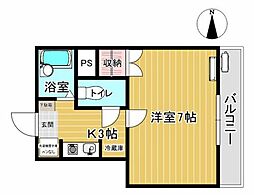 エレガンスマンション 1Kの間取図画像