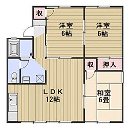 ガーデンヒルズ岡山A 3LDKの間取図画像