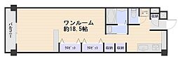 岡山スタービル ワンルームの間取図画像